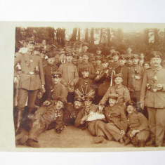 Fotografie carte poștală companie militară germană cu muzicieni 1915