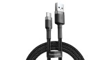 Baseus Type-C USB C Cafule Cablu de date și &icirc;ncărcare 2A 3m gri negru (CATKLF-UG1)