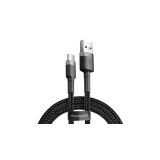 Baseus Type-C USB C Cafule Cablu de date și &icirc;ncărcare 2A 3m gri negru (CATKLF-UG1)