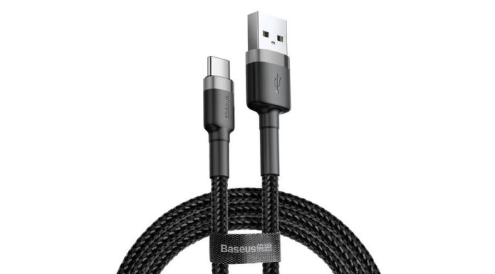 Baseus Type-C USB C Cafule Cablu de date și &icirc;ncărcare 2A 3m gri negru (CATKLF-UG1)