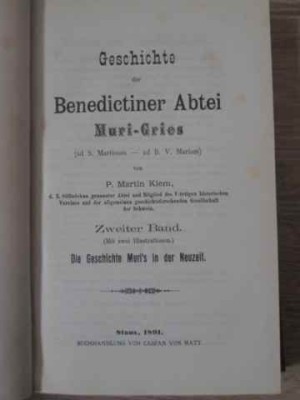 GESCHICHTE DER BENEDICTINER ABTEI MURI-GRIES (AD S. MARTINUM - AD B.V. MARIAM)-P. MARTIN KIEM-229675 foto