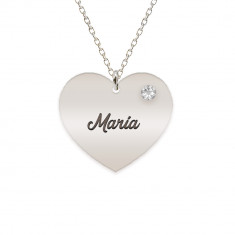 Lolita - Colier inima argint 925 si cristal - personalizat cu nume