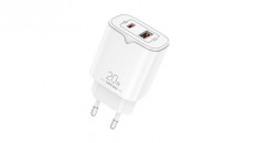 Vipfan E08 &amp;icirc;ncărcător AC, USB + USB-C, 20W PD + QC 3.0 (alb) foto