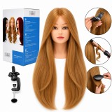 Păpușă de coafat Ela, cap de manechin cu păr natural 60 cm, cu stativ