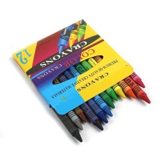 Creioane colorate cerate pentru copii, multicolor, 8 x 0.8 cm, set 12 bucati, forma rotunda, non-toxice, pentru desen, gradinita si scoala