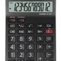 Calculator De Birou, 12 Digits, 176 X 112 X 13 Mm, Dual Power, Sharp El-125twh - Negru/alb