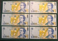 Bancnote 1000 Lei 1998 serii consecutive necirculate *cititi descrierea*