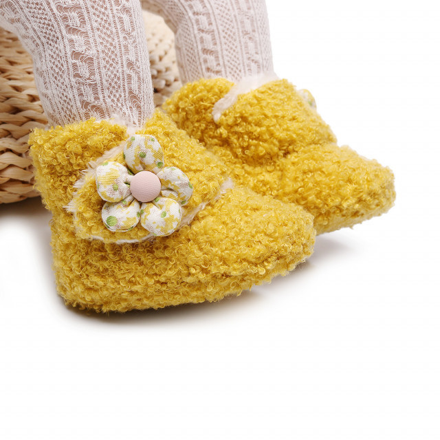 Cizmulite galben mustar pentru fetite - Floricica (Marime Disponibila: 3-6 luni