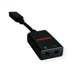 Adaptor audio DAC USB-C la 2 x jack stereo (casca + microfon) T-M 0.1m, Roline 12.03.3209