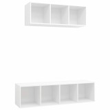 Cumpara ieftin Set de dulapuri TV, 2 piese, alb, lemn prelucrat