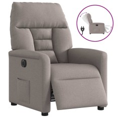 vidaXL Fotoliu rabatabil electric, gri taupe, material textil