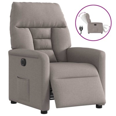 vidaXL Fotoliu rabatabil electric, gri taupe, material textil foto