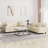 VidaXL Set de canapele cu perne, 2 piese, crem, piele ecologică