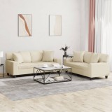 VidaXL Set de canapele cu perne, 2 piese, crem, piele ecologică
