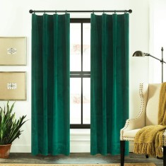 Draperie din catifea cu rejansa din bumbac tip fagure, Madison, 150x260 cm, densitate 700 g/ml, Sacramento Green, 1 buc