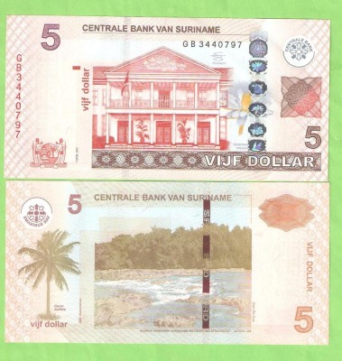 SURINAM 5 $ / 2012. UNC. foto