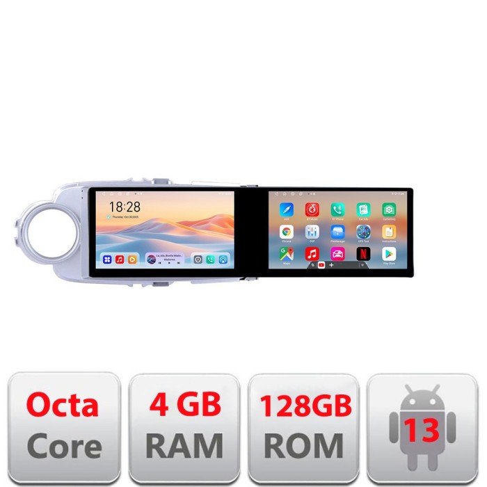 Navigatie Toyota Yaris 2010-2018 Lenovo 8 core 4+64 10.5 inch Incell 1K android Wifi 5Ghz gps internet CarStore Technology