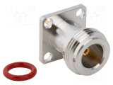 Conector N soclu mamă drept 50&Omega; lipire PTFE aurit alamă AMPHENOL RF