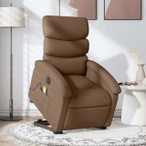 VidaXL Fotoliu electric de masaj rabatabil cu ridicare, maro, textil