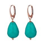 Cumpara ieftin Cercei Argint 925 placat aur roz, jad verde acvatic Goccia, 4cm, Made in Italy