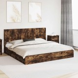 vidaXL Cadru de pat cu depozitare și tăblie Stejar fumuriu 3414005