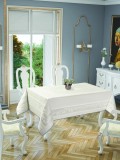 Față de masă impermeabila Valentini Bianco, Model Jackline Olive Oval, 160&amp;#215;220 cm, culoare Crem