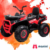 ATV electric pentru copii, Manini, 2 locuri, baterie 12V, 7AH, motor 35W * 2, Rosu, 2-4 ani, Fata