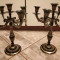 Set de 2 superbe sfeșnice cu 5 brate din bronz gravate manual