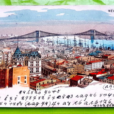 E939-I-NEW-YORK-1899-Carte Postala litografie veche originala 14/9 cm.