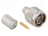Conector N mufă tată drept 50&Omega; crimpat pe cablu aurit PTFE AMPHENOL RF