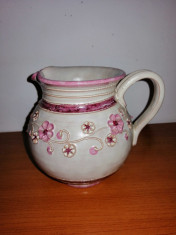 Carafa ulcior Vaza flori roz ceramica Vintage Ainring Keramik Handarbeit 12 cm foto