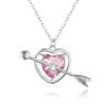 Lant Argint 925 Inima Roz Zirconiu Argintboutique 44cm | Colier Damă Romantic Cadou Fată/Mamă Argintiu