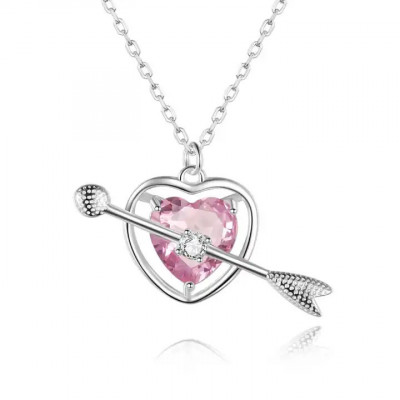 Lantisor din Argint 925 Pink Heart --Inima ROZ---ARG139E foto