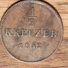 Wurttemberg - moneda de colectie - 1/2 kreuzer 1842 - Wilhelm I - impecabila !