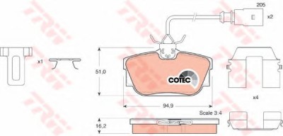 Set placute frana,frana disc VW TRANSPORTER IV bus (70XB, 70XC, 7DB, 7DW, 7DK) (1990 - 2003) TRW GDB1326 foto