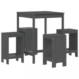 Cumpara ieftin Set mobilier bar pentru gradina, 5 piese, gri, lemn masiv pin