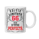Cana alba personalizata "editie limitata - perfecta", 66 ani, INOVATIX&reg;. 330ml