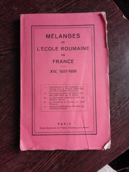 MELANGES DE L&#039;ECOLE ROUMAINE EN FRANCE, XIV, 1937-1938 (CARTE IN LIMBA FRANCEZA)