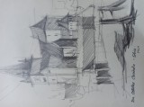 Cumpara ieftin CETATEA CISNADIE- SIBIU * DESEN IN CREION, 1960, Scene gen, Acrilic, Realism