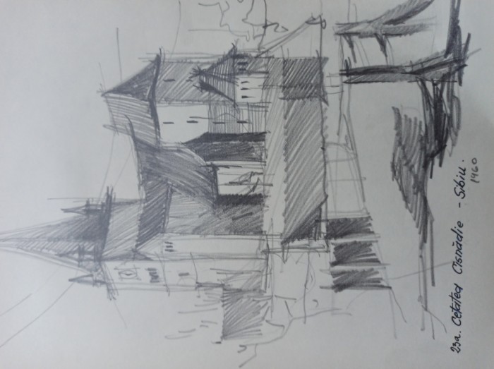 CETATEA CISNADIE- SIBIU * DESEN IN CREION, 1960