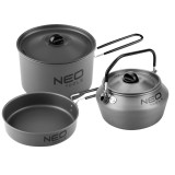 Set vase de gatit camping 3 &icirc;n 1 NEO din aluminiu anodizat