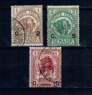 Somaliland Italian 1907 - Uzuale, Mi.No.10-12 stampilate foto