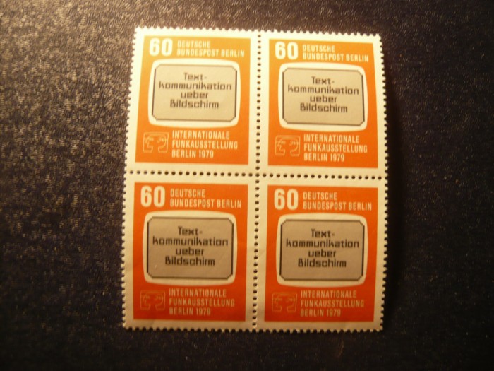 Bloc 4 val. RFG Berlin 1979 Emblema Expozitiei pe televizor