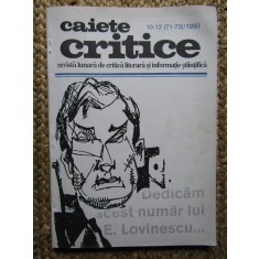 CAIETE CRITICE REVISTA DE CRITICA TEORIE SI INFORMATIE LITERARA NR. 10-12 , 1993