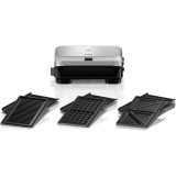 Sandwich-maker BRAUN SM5038, 800W, 3 seturi placi detasabile, invelis antiaderent premium, tava colectare grasime, argintiu-negru