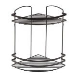 Etajera baie din metal LM008.11, montaj pe colt, doua rafturi, 24 x 24 x 37 cm