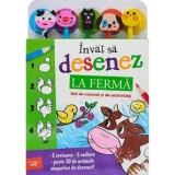 Invat sa desenez: La ferma. Set de colorat si de activitati - Litera