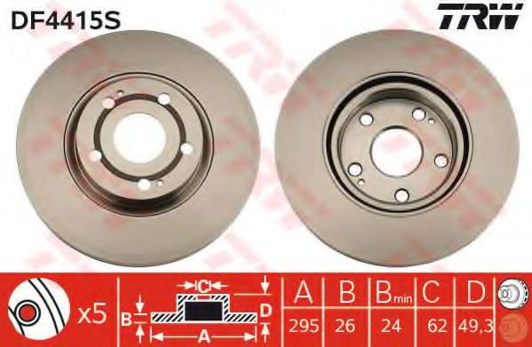 Disc frana TOYOTA AVENSIS Combi (T25) (2003 - 2008) TRW DF4415S