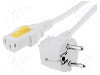 Cablu alimentare AC, 3m, 3 fire, culoare alb, CEE 7/7 (E/F) &amp;#351;tecar in unghi, IEC C13 mama, SCHURTER - 6051.2094