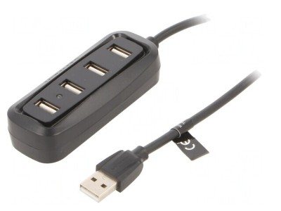 Hub USB 2.0 Negru cu 4 Porturi 480Mbps foto